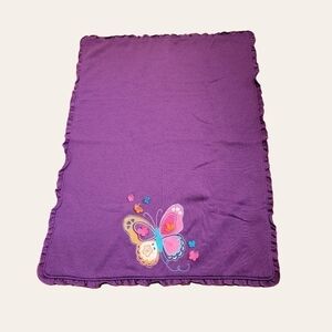 KOALA Baby Toys R us Purple Knit Baby Blanket Butterfly Ruffle edges lovey